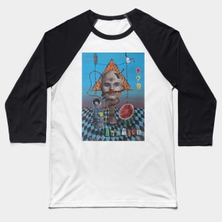 Your Memories Are Lies XXX: Justice | Labyrinth through Writer's Block | Acid Trip Surreal Pop Art Painting Baseball T-Shirt